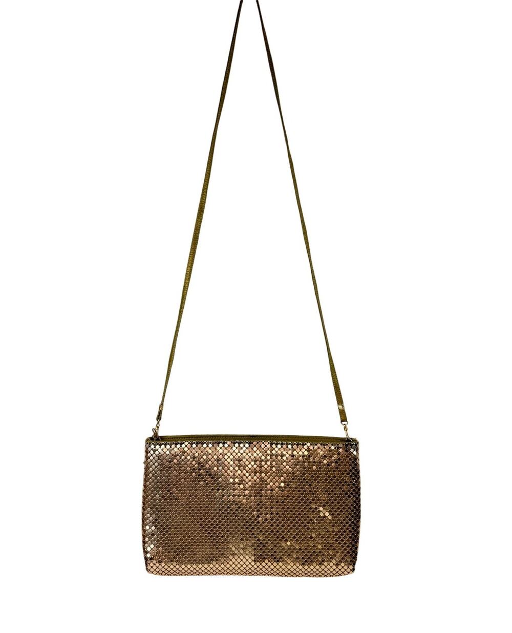 VINTAGE Whiting and Davis Gold Mesh Shoulder Bag Clutch Crossbody Purse Elegant